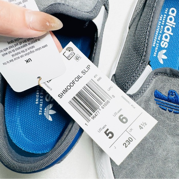 ADIDAS SHMOOFOIL SLIP-ON - GREY / ROYAL BLUE - 6 - NIB - Picture 6 of 9